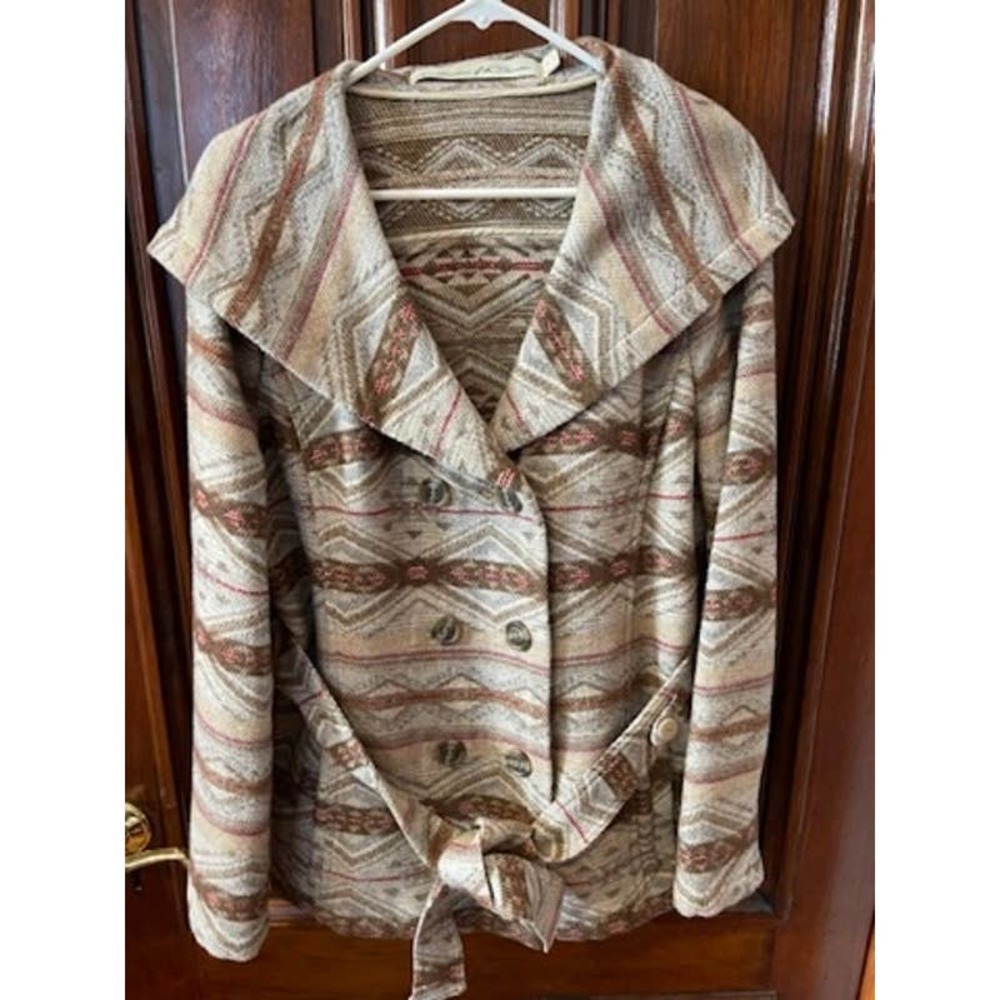 Daughters of the Liberation Anthropologie Tribal Pattern Belted Jacket EUC sz. L